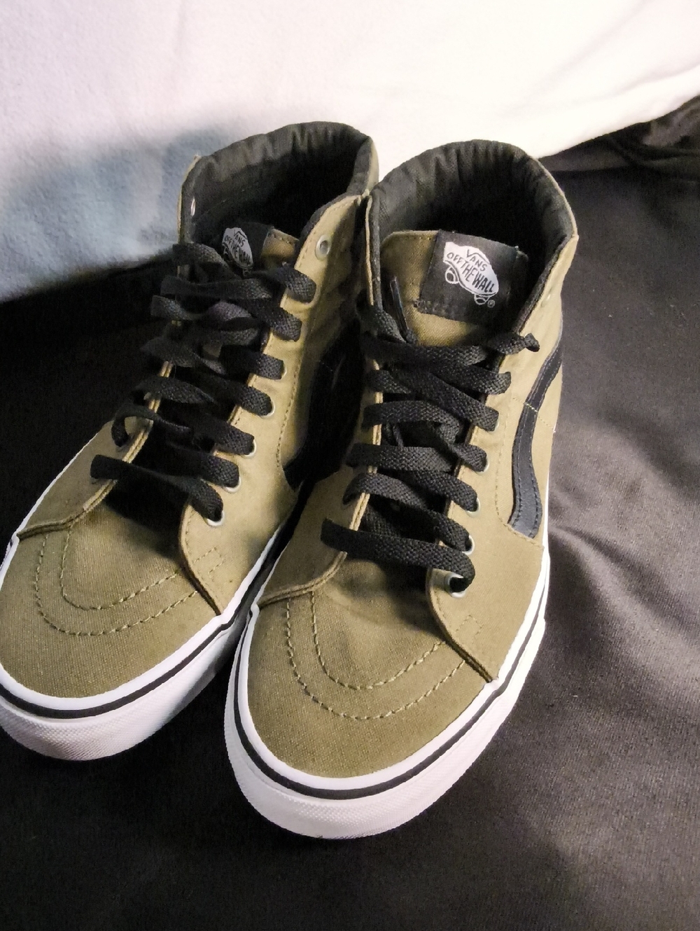 Vans Olive and Black High-Top Skate Sneakers Men Size 8.5 Women 10 Skateboard#1